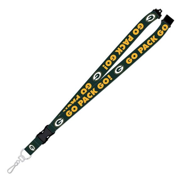 Green Bay Packers Go Pack Go! Green Lanyard with Detachable Safety Clip - Picture 1 of 1